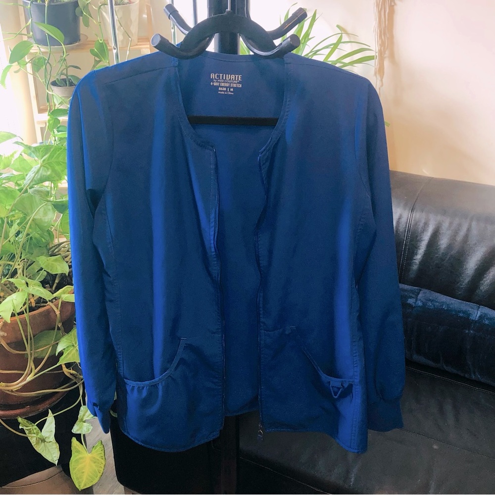 Med Couture Blue zip-up Scrub Nurse Jacket